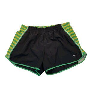 Nike Dri-Fit Running Shorts 446190-010 Black Green  Womens Large L
